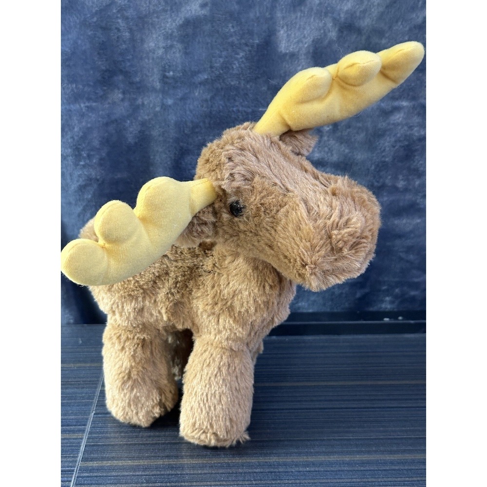Manhattan Toy 9" Brown Moose Yellow Antlers Plush Standing Stuffed Animal‎ Toy